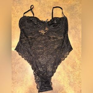 Black Lace Lingerie Bodysuit XL